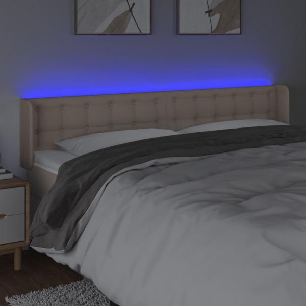 LED Kopfteil Cappuccino-Braun 163x16x78/88 cm Kunstleder