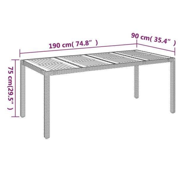 7-tlg. Garten-Essgruppe mit Kissen Schwarz Poly Rattan