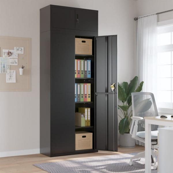 ARDEBO.de - Aktenschrank Schwarz 90x40x240 cm Stahl