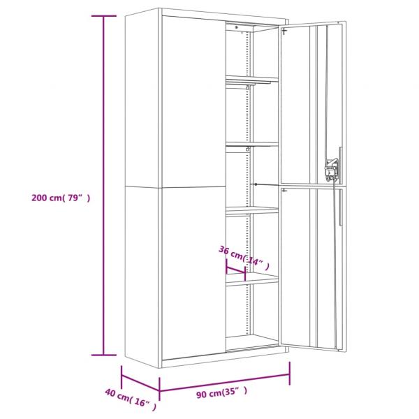 Aktenschrank Schwarz 90x40x240 cm Stahl