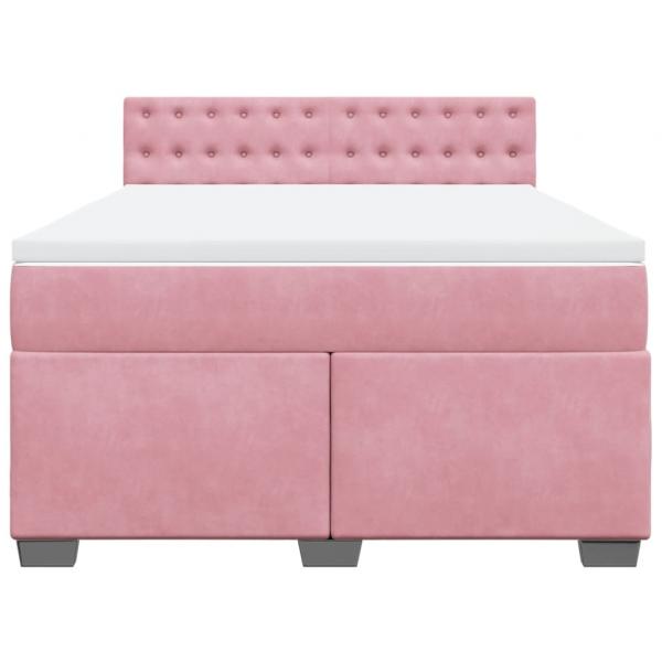 Boxspringbett mit Matratze Rosa 160x200 cm Samt