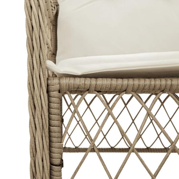 7-tlg. Garten-Essgruppe mit Kissen Beige Poly Rattan