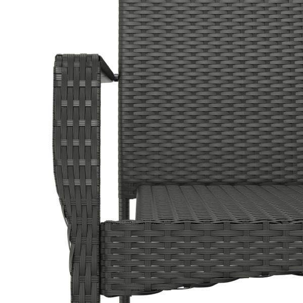 7-tlg. Garten-Essgruppe mit Kissen Schwarz Poly Rattan