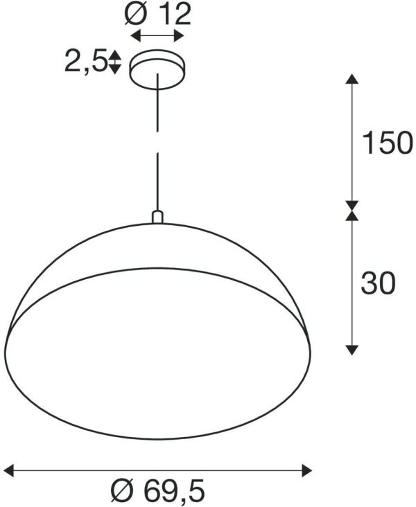 SLV FORCHINI 70 Pendelleuchte, E27, Pendellänge 150cm, 1x max. 40W, Ø 70cm, matt schwarz/matt gold (1008538)