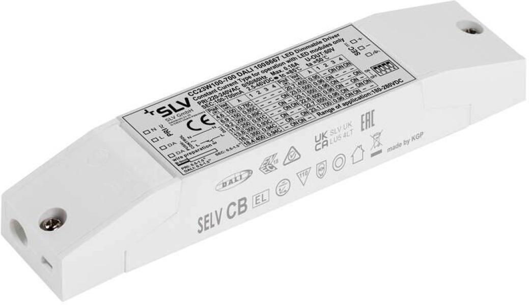 SLV LED Treiber, 23W, 100-700mA DIP, DALI dimmbar, Push-Dim, weiß (1008667)