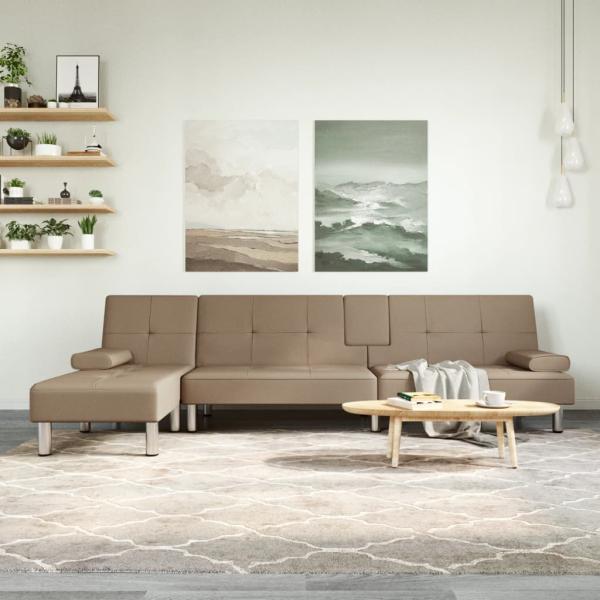 ARDEBO.de - Schlafsofa in L-Form Cappuccino-Braun 255x140x70 cm Kunstleder