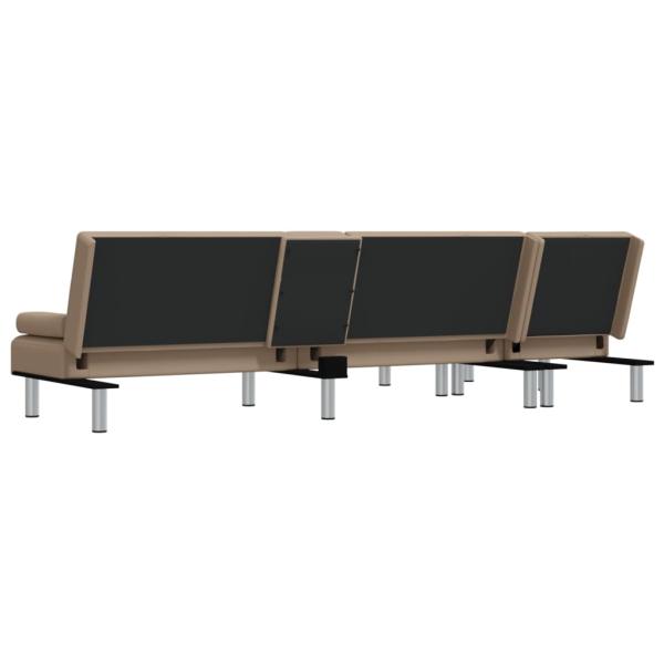 Schlafsofa in L-Form Cappuccino-Braun 255x140x70 cm Kunstleder