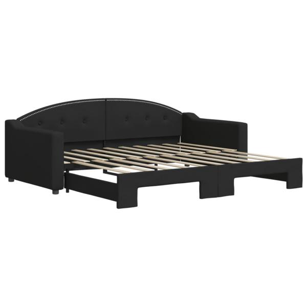 Tagesbett Ausziehbar Schwarz 90x190 cm Stoff