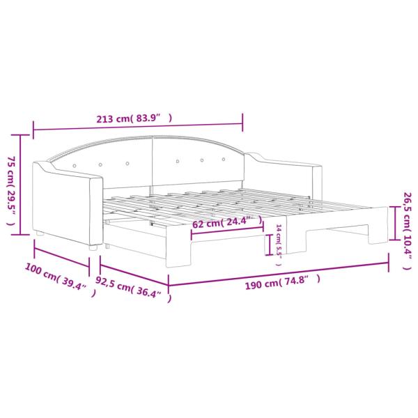 Tagesbett Ausziehbar Schwarz 90x190 cm Stoff