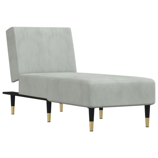 Chaiselongue Hellgrau Samt