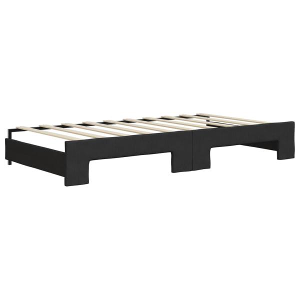 Tagesbett Ausziehbar mit Matratzen Schwarz 90x190 cm Stoff