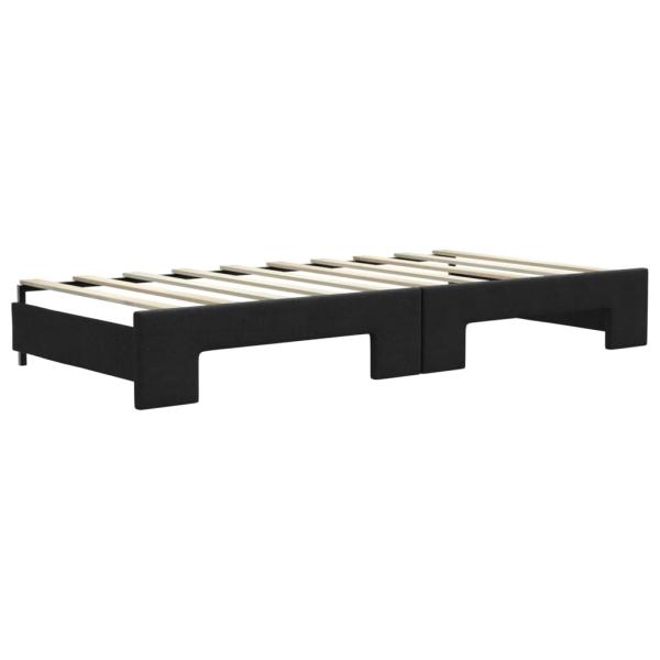 Tagesbett Ausziehbar mit Schubladen Schwarz 90x190 cm Stoff