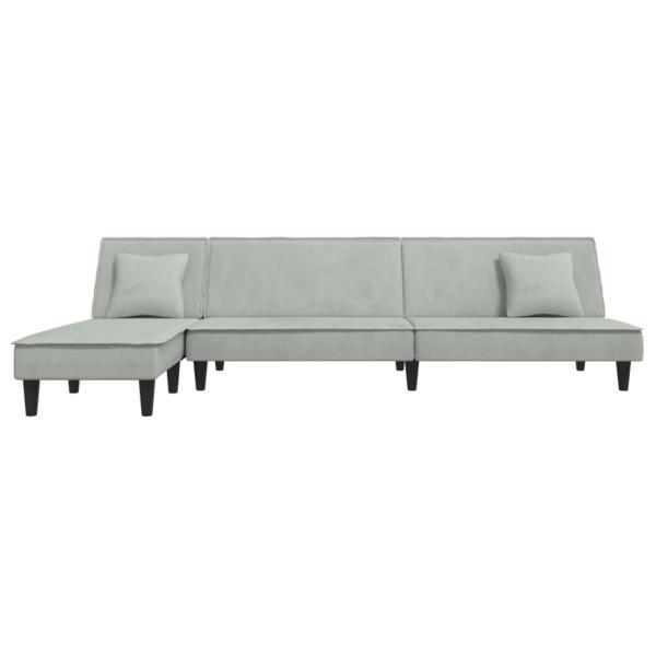 Schlafsofa in L-Form Hellgrau 255x140x70 cm Samt