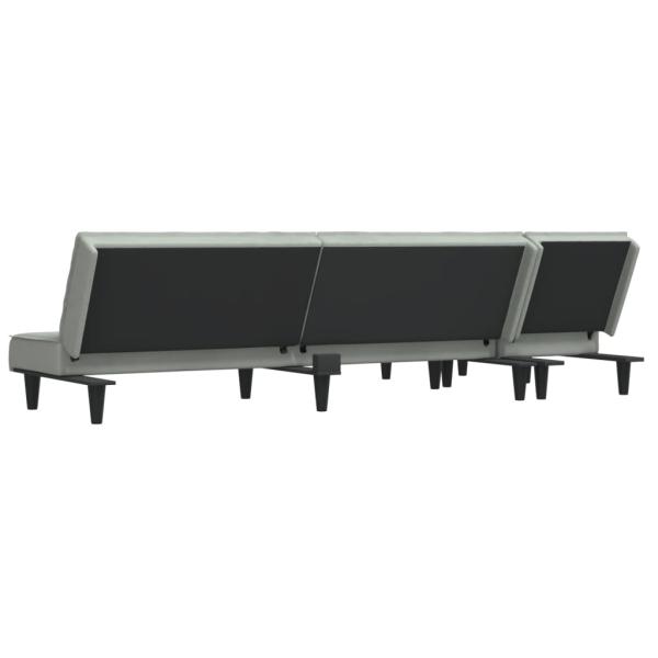 Schlafsofa in L-Form Hellgrau 255x140x70 cm Samt