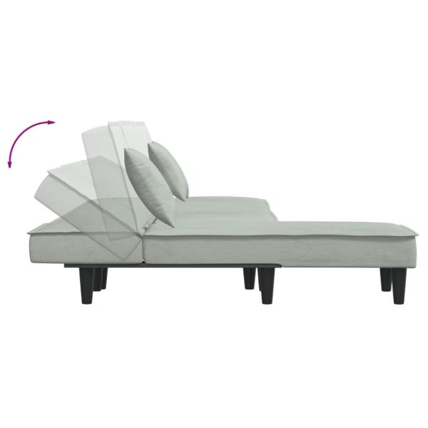 Schlafsofa in L-Form Hellgrau 255x140x70 cm Samt