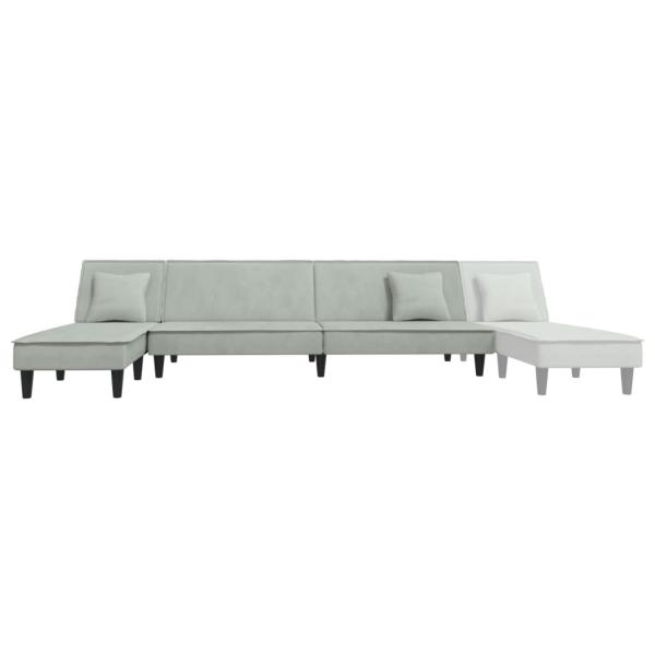 Schlafsofa in L-Form Hellgrau 255x140x70 cm Samt