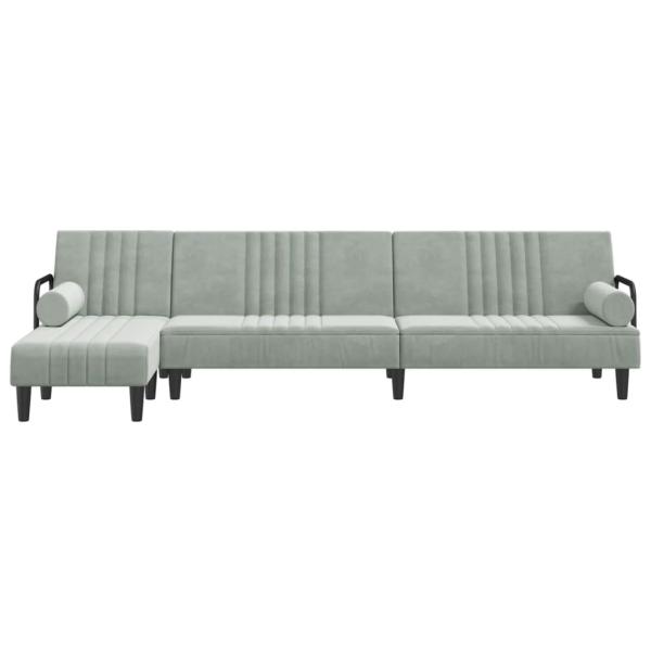 Schlafsofa in L-Form Hellgrau 260x140x70 cm Samt