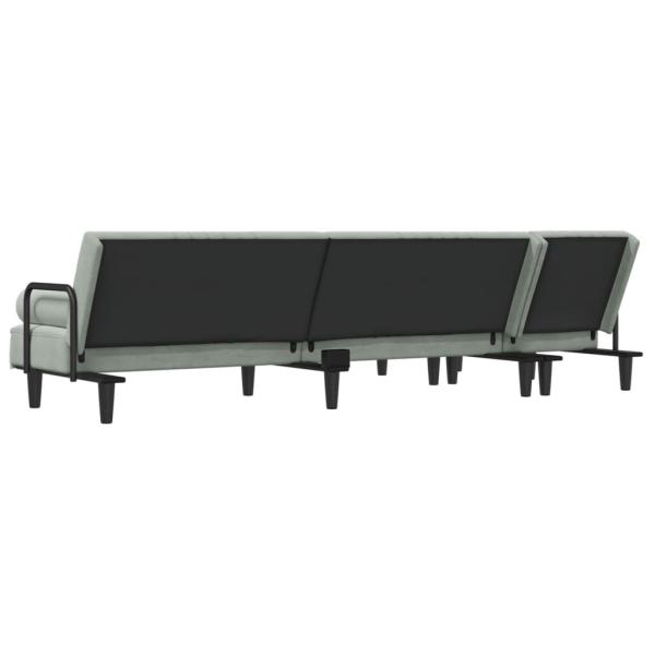 Schlafsofa in L-Form Hellgrau 260x140x70 cm Samt