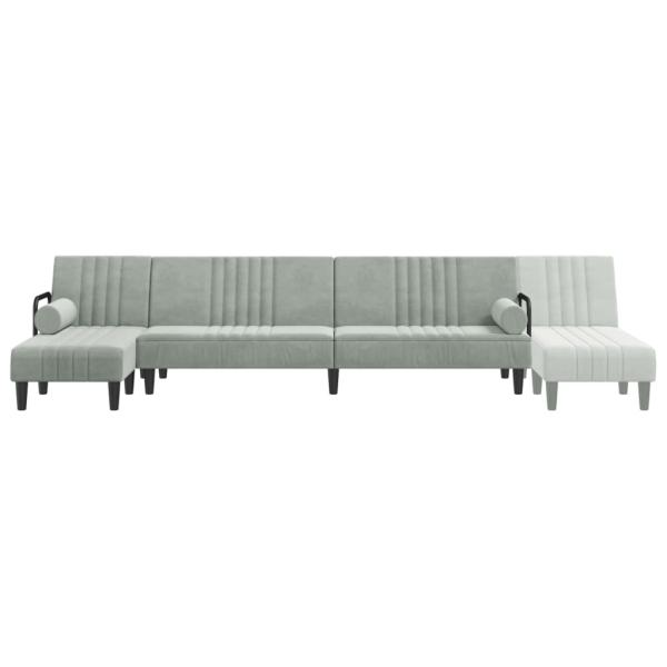 Schlafsofa in L-Form Hellgrau 260x140x70 cm Samt