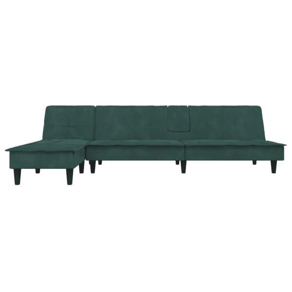 Schlafsofa in L-Form Dunkelgrün 255x140x70 cm Samt