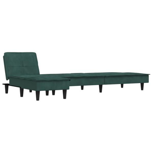 Schlafsofa in L-Form Dunkelgrün 255x140x70 cm Samt