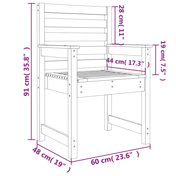 Gartenstühle 2 Stk. Weiß 60x48x91 cm Massivholz Kiefer