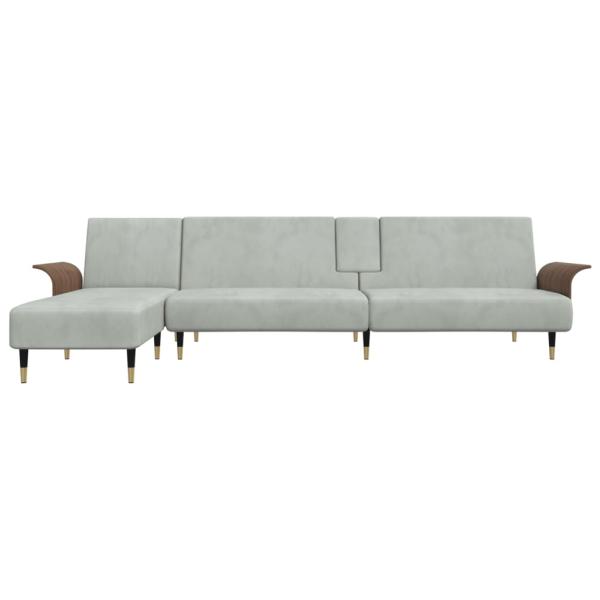 Schlafsofa in L-Form Hellgrau 279x140x70 cm Samt