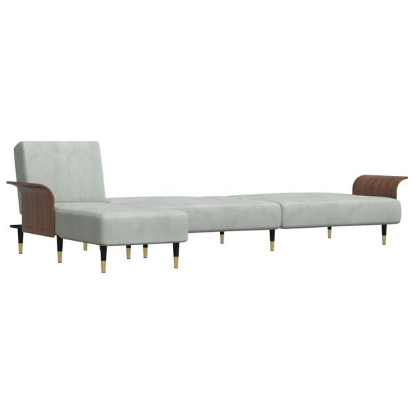 Schlafsofa in L-Form Hellgrau 279x140x70 cm Samt