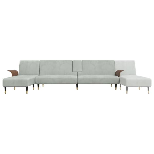 Schlafsofa in L-Form Hellgrau 279x140x70 cm Samt