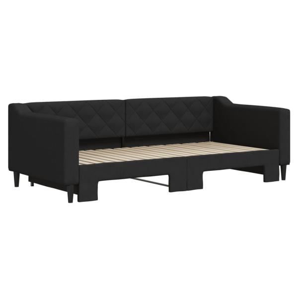 Tagesbett Ausziehbar Schwarz 90x190 cm Stoff