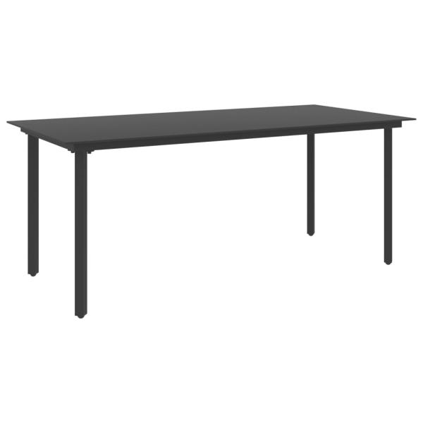 ARDEBO.de - Garten-Esstisch Schwarz 190x90x74 cm Stahl und Glas