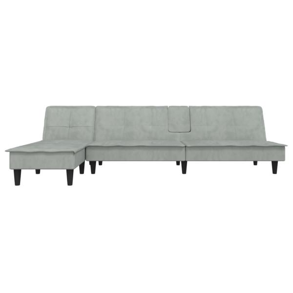 Schlafsofa in L-Form Hellgrau 255x140x70 cm Samt