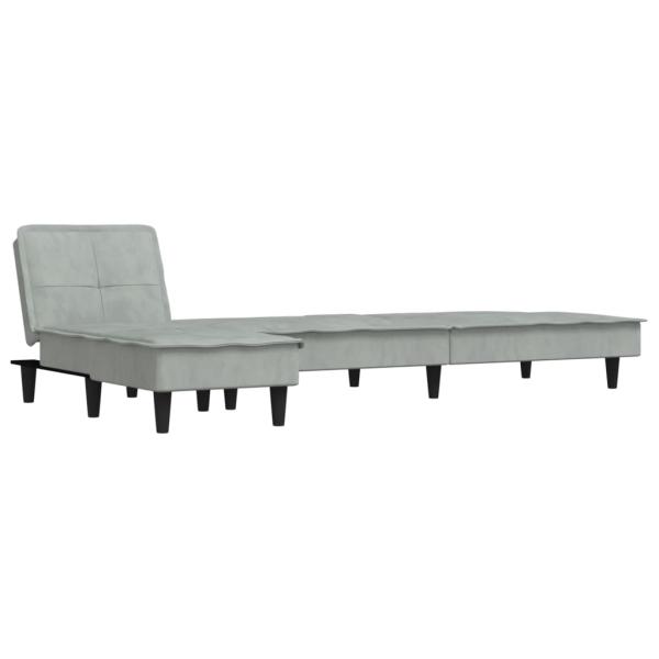 Schlafsofa in L-Form Hellgrau 255x140x70 cm Samt