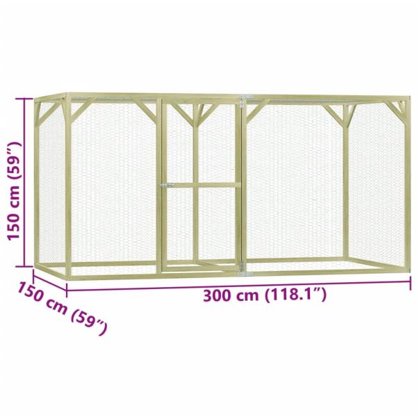 Hühnerkäfig 3x1,5x1,5 m Kiefernholz Imprägniert