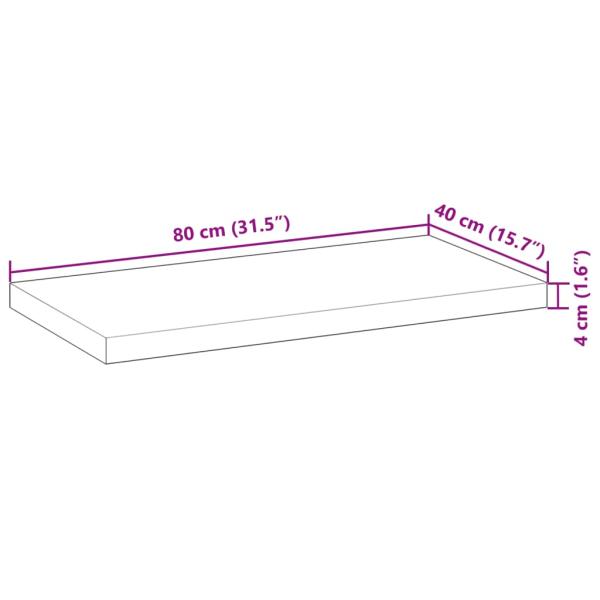 Tischplatte 80x40x4 cm Rechteckig Massivholz Akazie