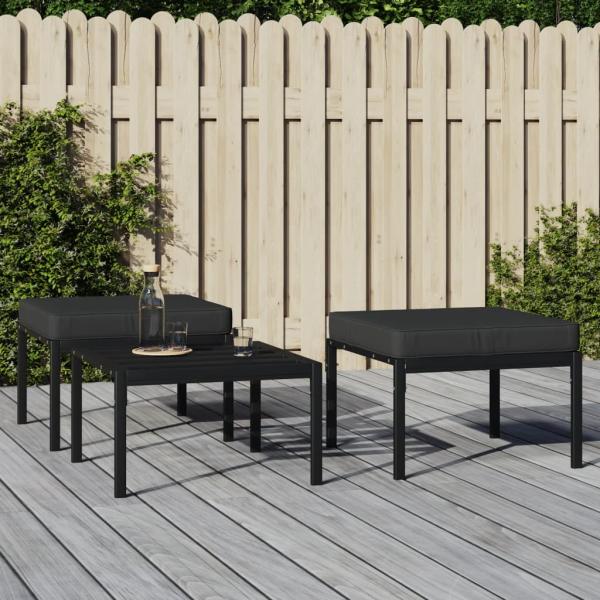 ARDEBO.de - Gartenhocker mit Grauen Kissen 2 Stk. 60x60x35 cm Stahl