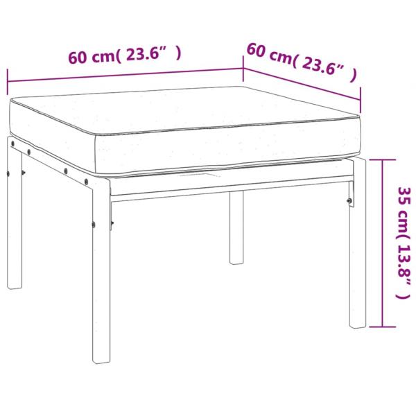 Gartenhocker mit Grauen Kissen 2 Stk. 60x60x35 cm Stahl