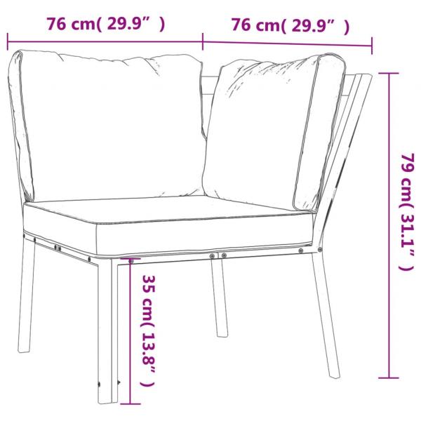 Gartenstuhl mit Grauen Kissen 76x76x79 cm Stahl