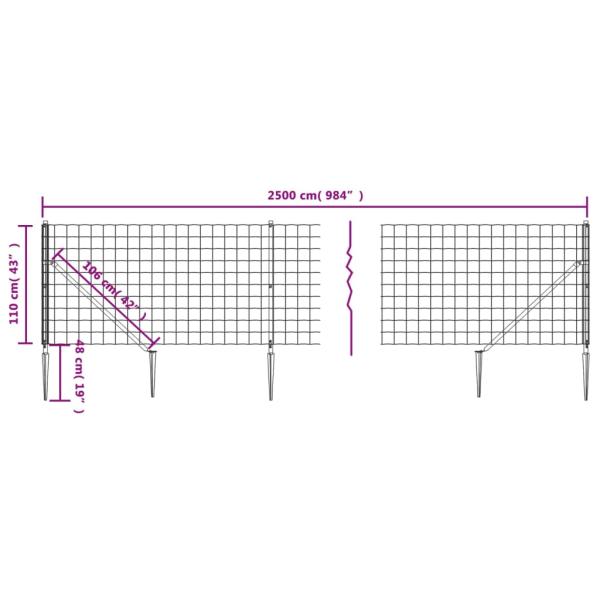 Maschendrahtzaun mit Bodenhülsen Grün 1,1x25 m