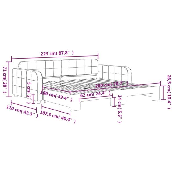 Tagesbett Ausziehbar Gelb 100x200 cm Samt