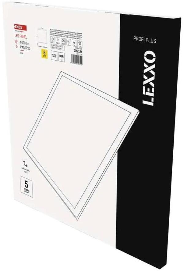 EMOS LEXXO Backlite ZB2124 LED-Einbauleuchte, quadratisch, 30W, 4000lm, Neutralweiß, 600x600mm, UGR<19, weiß (1544103026)