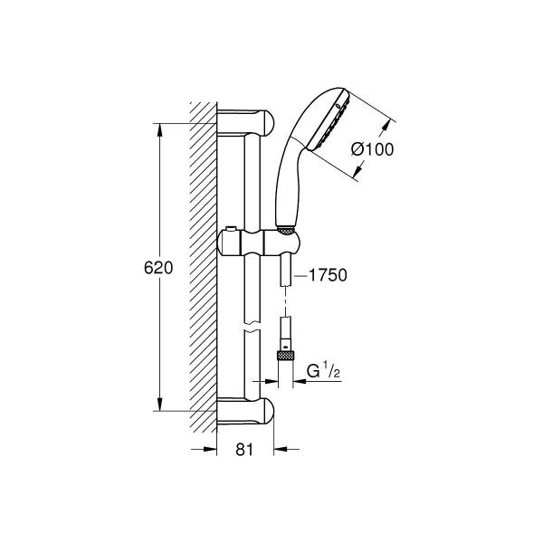 GROHE Tempesta 100 Brausestangenset, 2 Strahlarten, EccoJoy, chrom (27598001)