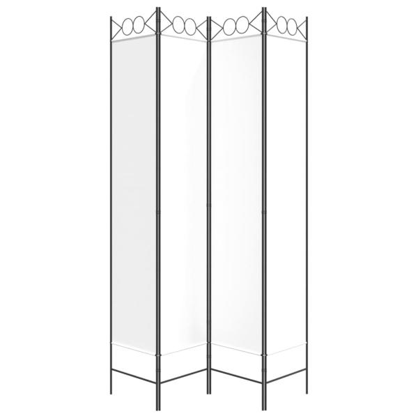 4-tlg. Paravent Weiß 160x220 cm Stoff
