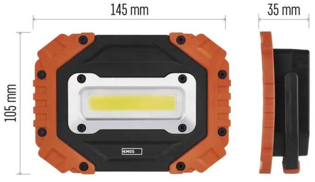 EMOS COB LED Arbeitsleuchte, 700 lm, 4x AA, schwarz-orange