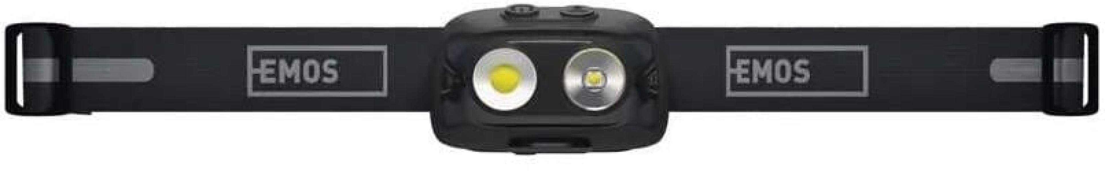 EMOS 1441317000 COB LED aufladbare Stirnlampe P3542, 500lm, 130m, Li-pol 1200mAh, schwarz