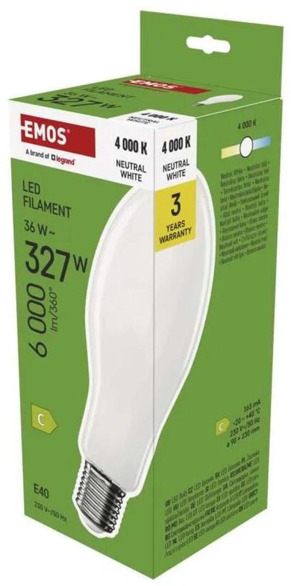 EMOS Filament LED Lampe ED90, E40, 36W (327W), 6000lm, Neutralweiß (1525737401)