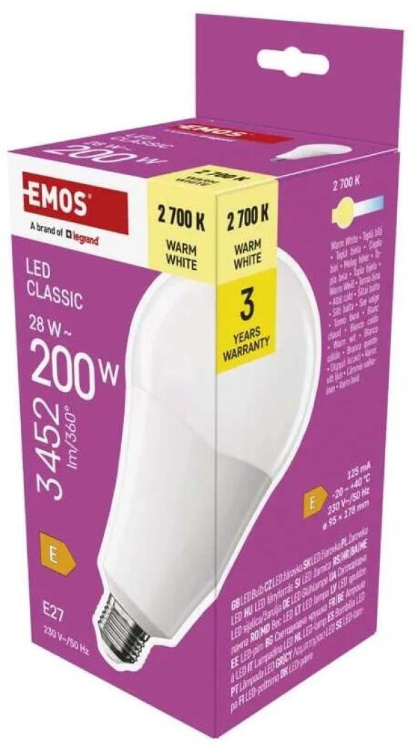 EMOS Classic ZQ5E91 LED Lampe A95, E27, 28W (200W), 3452lm, Warmweiß (1525743215)