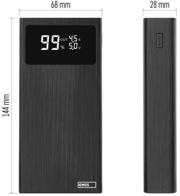 EMOS BetaQ 20 Powerbank, 20000 mAh, 22,5W, schwarz (1613053200)