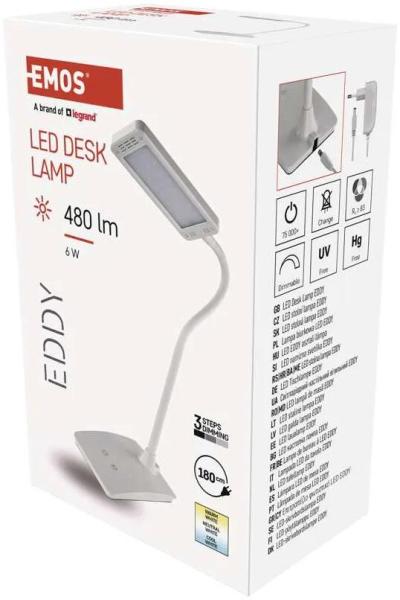 EMOS Eddy Z7599W LED Schreibtischlampe, weiß, 3000/4500/6800K (1538150201)