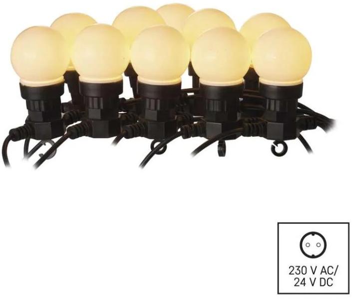 EMOS DCPW01 LED Lichterkette, 10x Partylichter milchig, 5m, Außen und Innen, mweiß (1550000000)